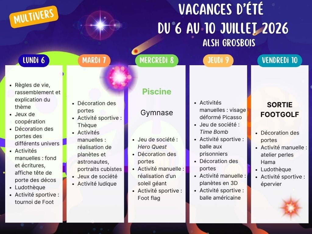 planning Grosbois été 2026 yerres