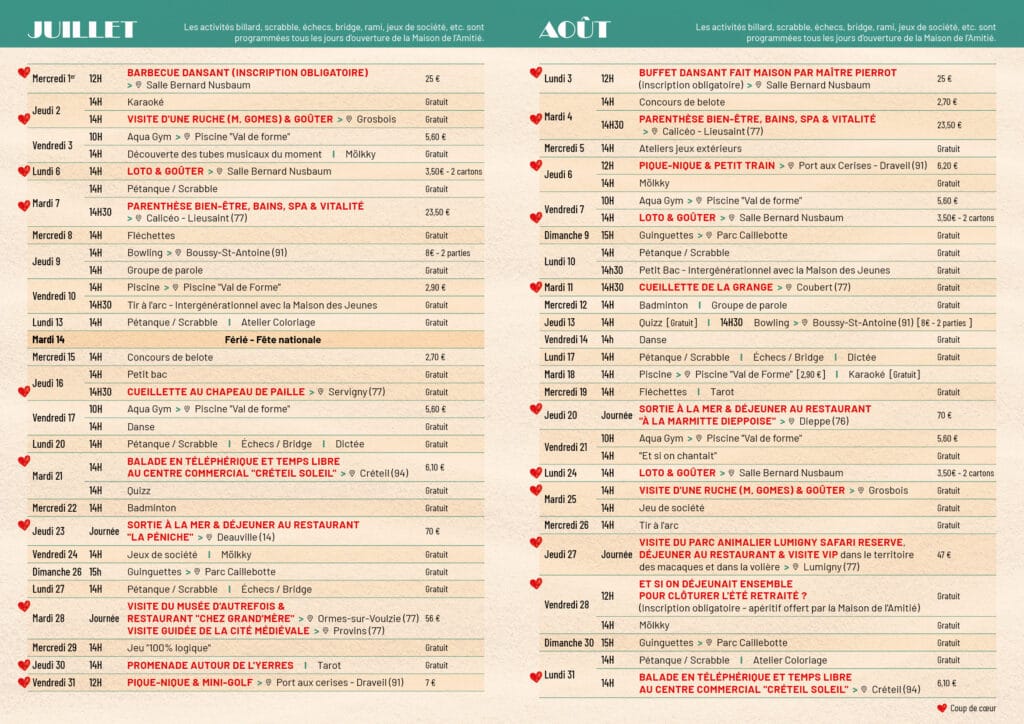 planning activités séniors été 2026 yerres