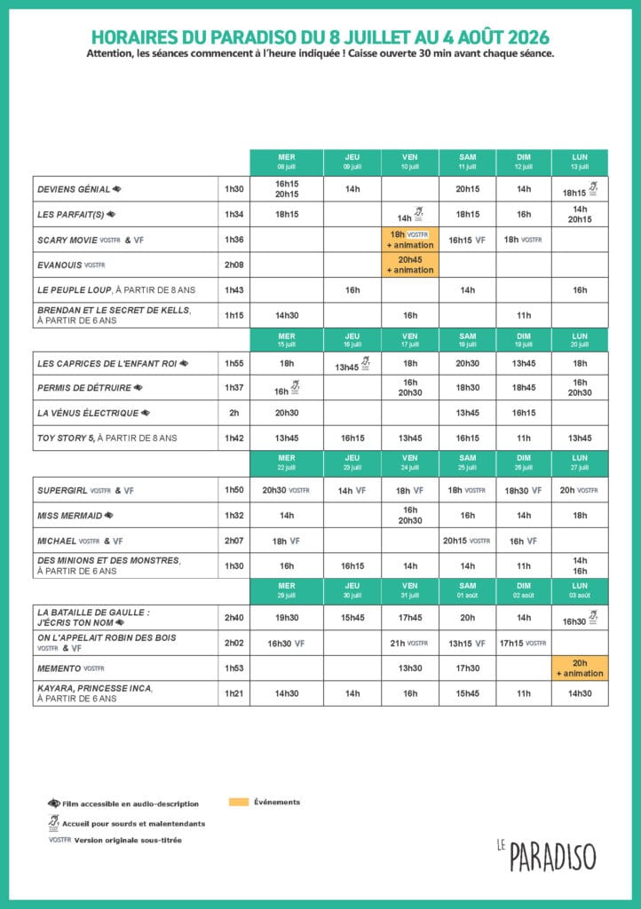programme paradiso yerres juillet 2026