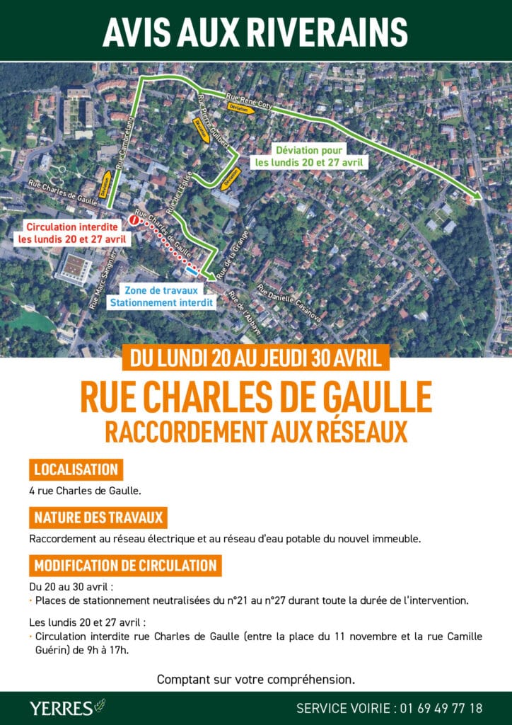 avis riverain rue charles de gaulle 2026 yerres