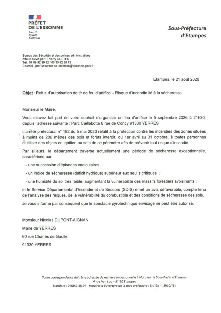lettre annulation feu d'artifice 2026