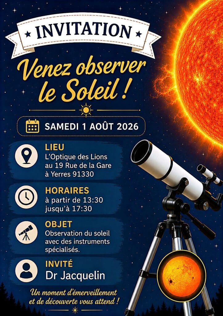 invitation observation du soleil optique des lions
