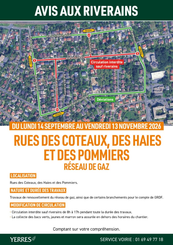 travaux rues des coteaux, des haies et des pommiers