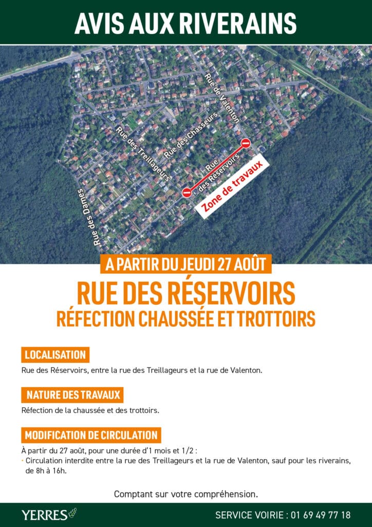 avis riverains reservoirs 2026 Yerres