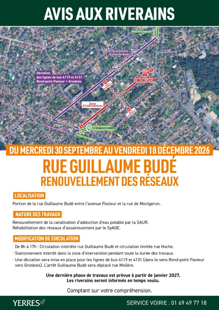 travaux Budé Yerres 2026