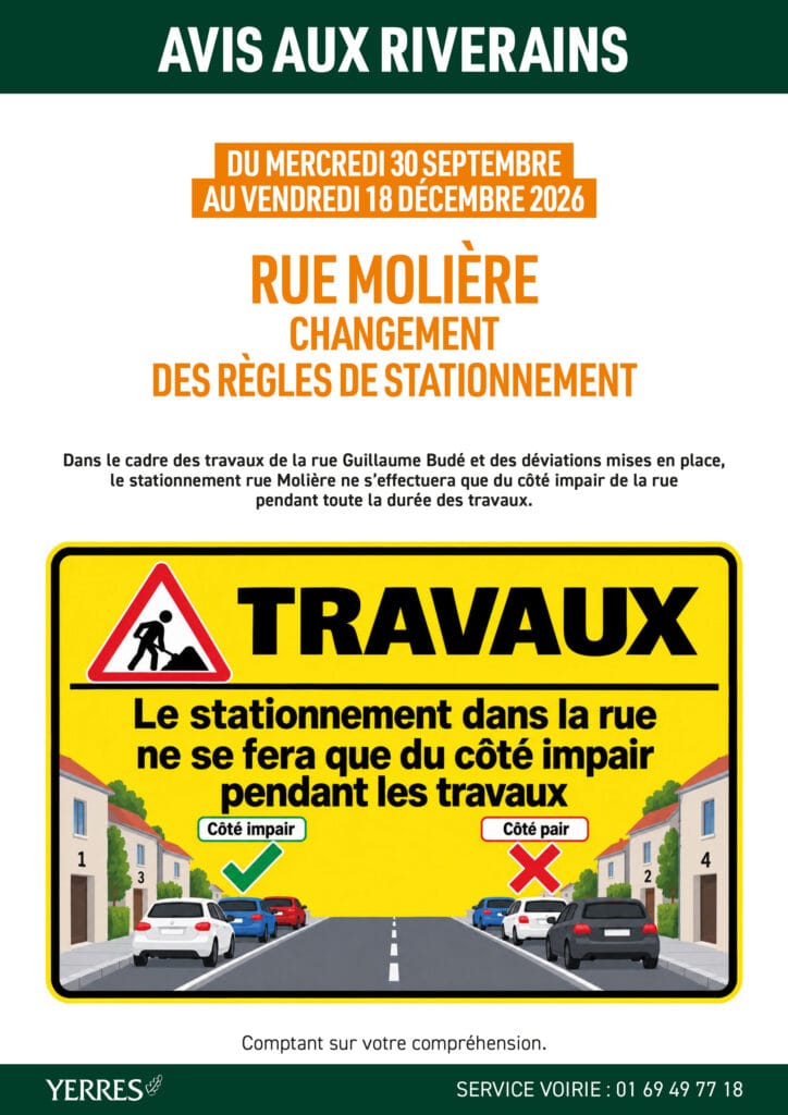 avis stationnement rue Molière yerres 2026